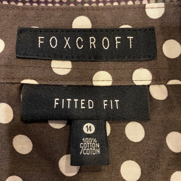 Foxcroft Woman’s Fitted Fit Brown Hot Pink Pattern Button Down Shirt / Size 14 - Picture 15 of 16